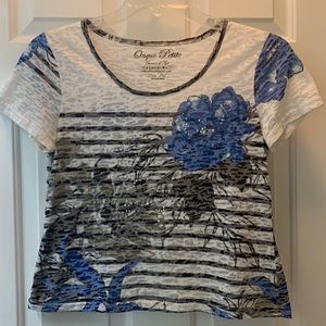 Onque Petite Large Blue Black Sequin Top